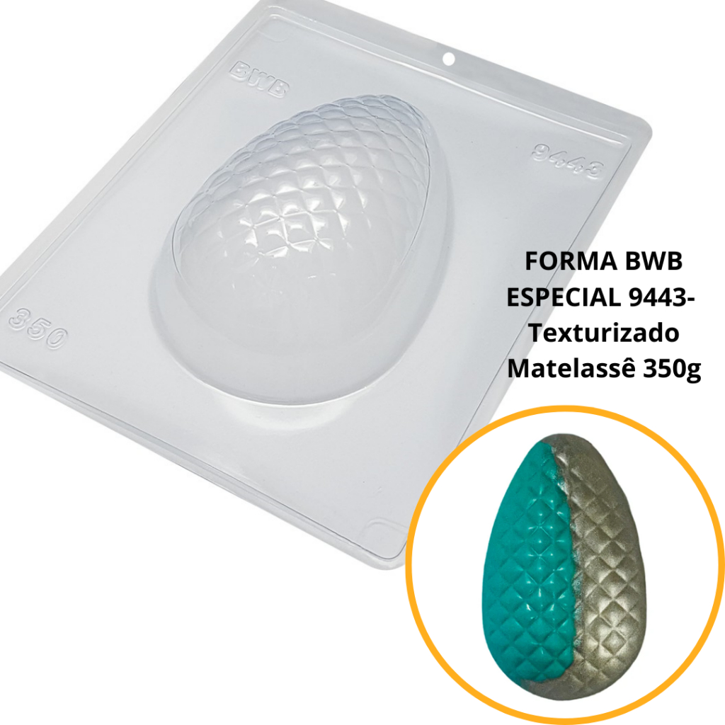 1~4 Forma BWB Com Silicone (3 partes) Para Chocolate Cód.9443-Ovo Texturizado Matelassê 350g. Páscoa - Home & Living