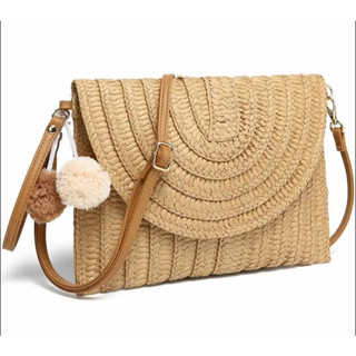 Bolsa De Mão Festa Feminina Clutch De Praia  Palha Alça Transversal