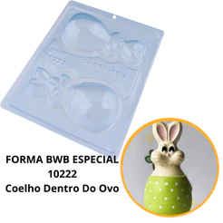 1~4 forma para chocolate bwb silicone 3 partes coelho dentro do ovo de Páscoa cod 10222 (150g) (CHOCO)