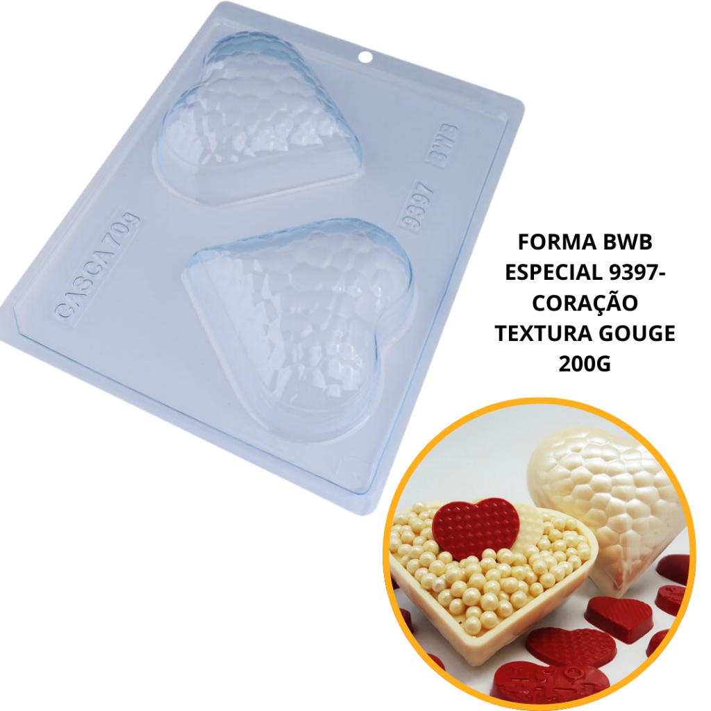 1~4 Forma bwb com silicone (3 partes) cod 9397 Coração Textura Gouge 200 g dia das mães e namorados em Oferta na Shopee