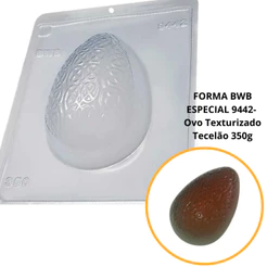1~4 Forma BWB Com Silicone (3 partes) Para Chocolate Cód. 9442 - Ovo Texturizado Tecelão. Páscoa