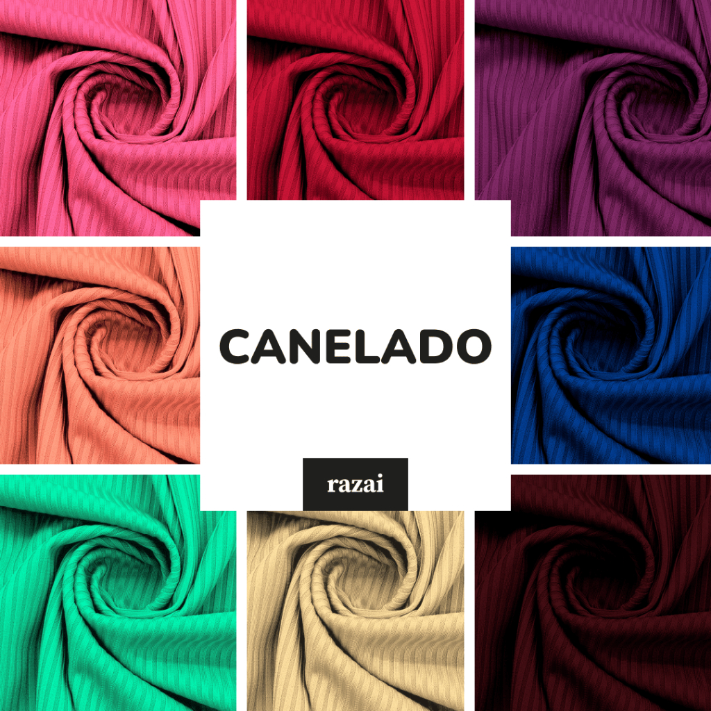 Tecido Malha Canelada RAZAI – Confortável para Moda Casual – 0,50 | 1m | 2m | 3m – 1,60m de largura