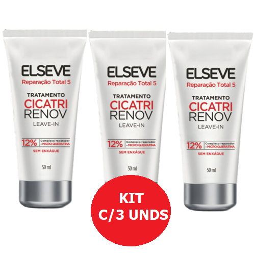 Kit C/3 Leave-in Elseve Cicatri Renov Reparação total 5 50ml