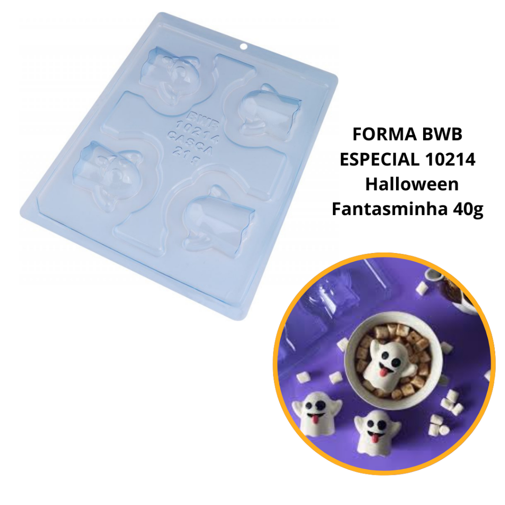 1~4 Forma FANTASMINHA EMOJI De Acetato BWB 3 Partes com Silicone Para Dias Das Bruxas e Halloween - Home & Living