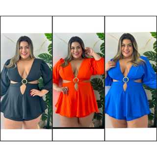 Macaquinho Paloma Plus Size Macacão Feminina Curto Moda Plus Size Feminina Verão em Oferta na Shopee