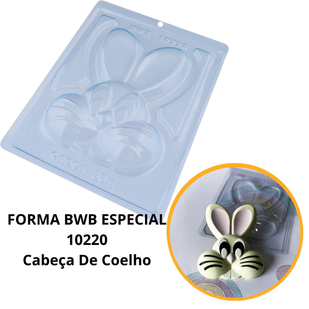 1~4 forma para chocolate bwb silicone 3 partes cabeça de coelho de Páscoa  cod 10220 (280g) em Oferta na Shopee