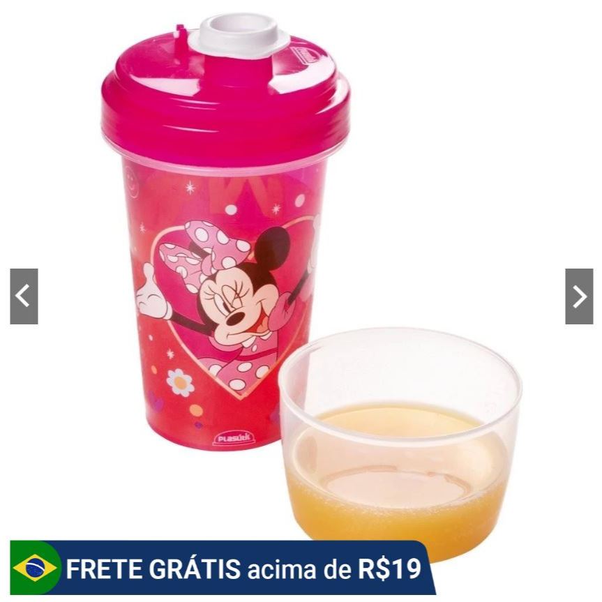 Mini Shakeira Garrafa Lancheira Passeio Minnie Plasútil