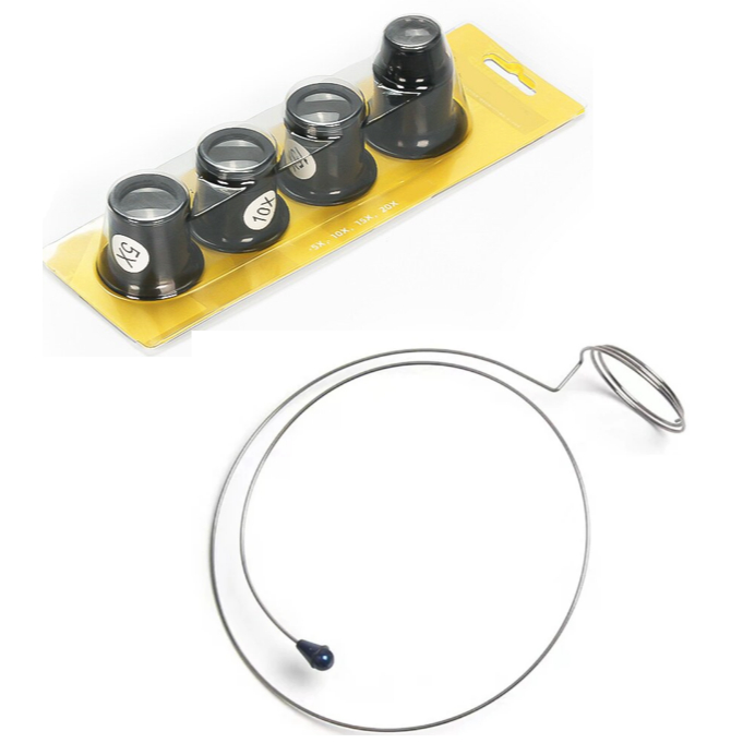 KIT LUPAS DE OLHO DE 5X 10X 15X 20X COM ARO DE CABEÇA