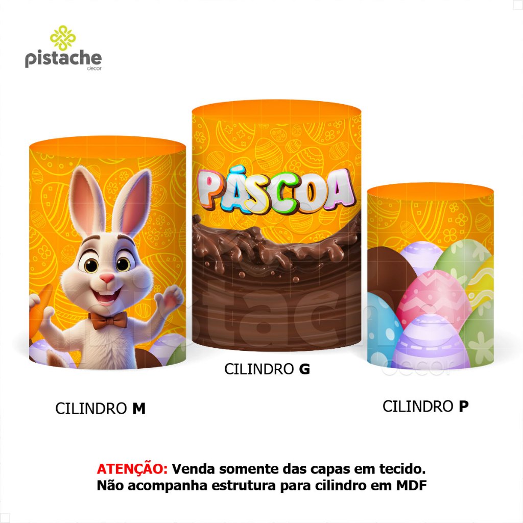 Detalhes do Trio Capa de Cilindro Páscoa 3d Sublimado Em Tecido Veste Fácil com Elástico - Diversos Modelos