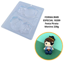 1~4Forma De Acetato MENINO PIRATA 3 Partes BWB com Silicone Para Chocolates e Confeitarias CÒD:10209 (CHOCO)