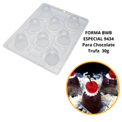 1~4 Forma BWB Com Silicone (3 partes) Para Chocolate Cód. 9434 - Trufa Concava 12g.