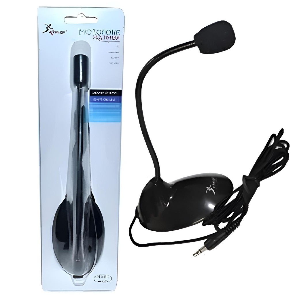 Microfone Gamer De Mesa Para PC E Notebook Podcast P2 Pedestal Dinâmico Omnidirecional Knup KP-903