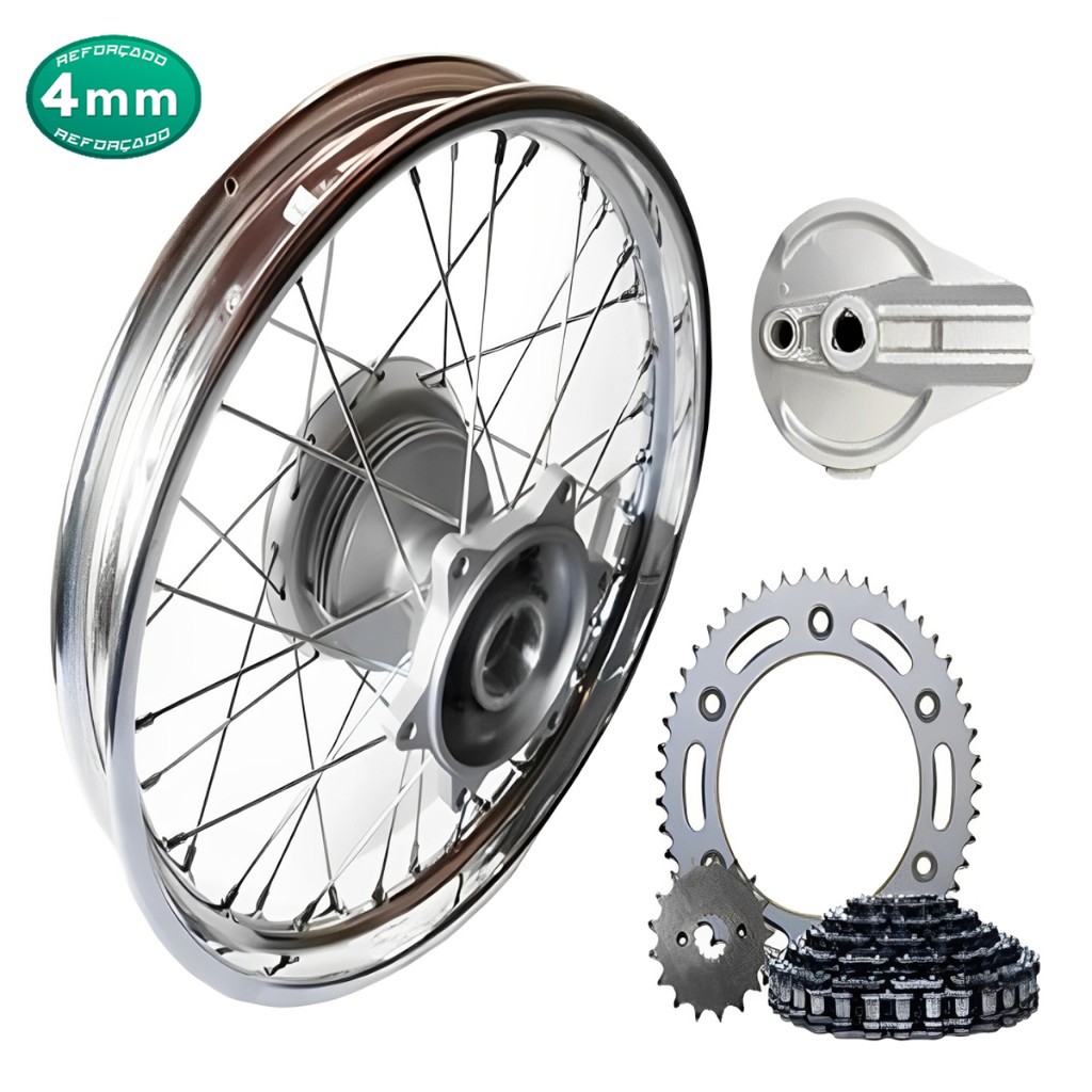 Roda Aro Traseiro Nxr Bros 150 Raio 4mm + Relação Espelho