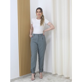 Calça Feminina Jogger com punho na barra com botão  - Maxma 6619 em Oferta na Shopee