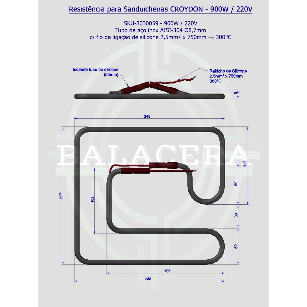 Resistência para Sanduicheiras CROYDON - 900W / 220V