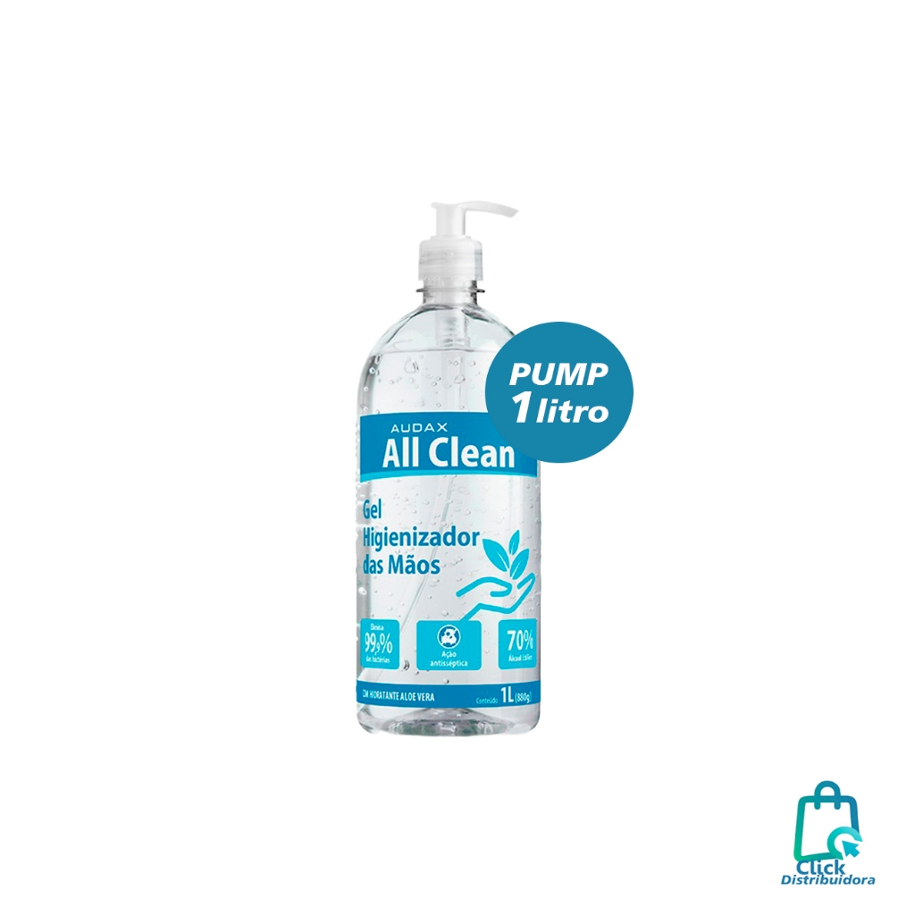Álcool em Gel 1L All Clean Audax Pump apertar em Oferta na Shopee