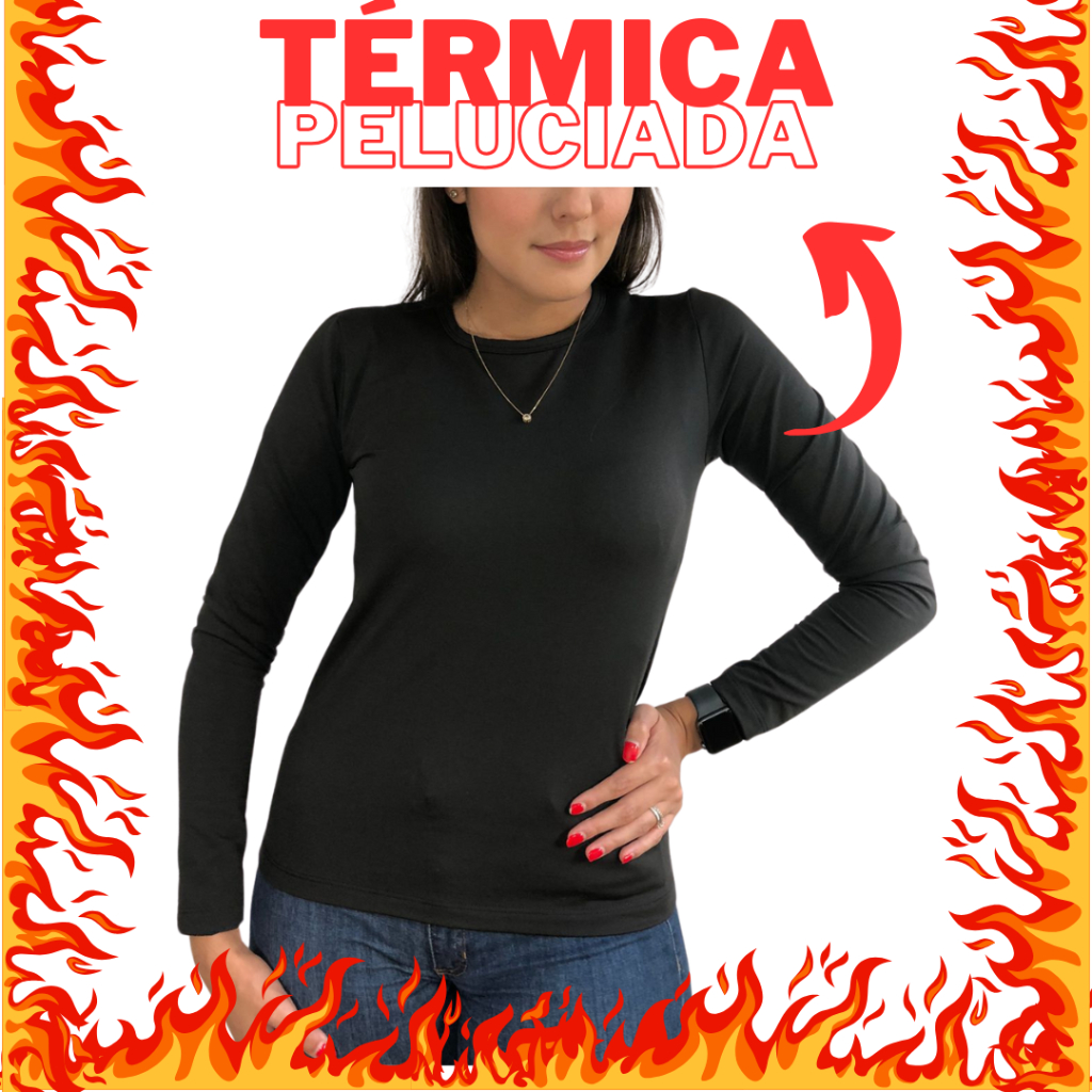 Blusa de Frio Segunda Pele Térmica Manga longa Feminina Plus Size em Oferta na Shopee