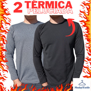 KIT C/ 2 Blusa de Frio Segunda Pele Térmica Peluciada Manga Longa Masculina