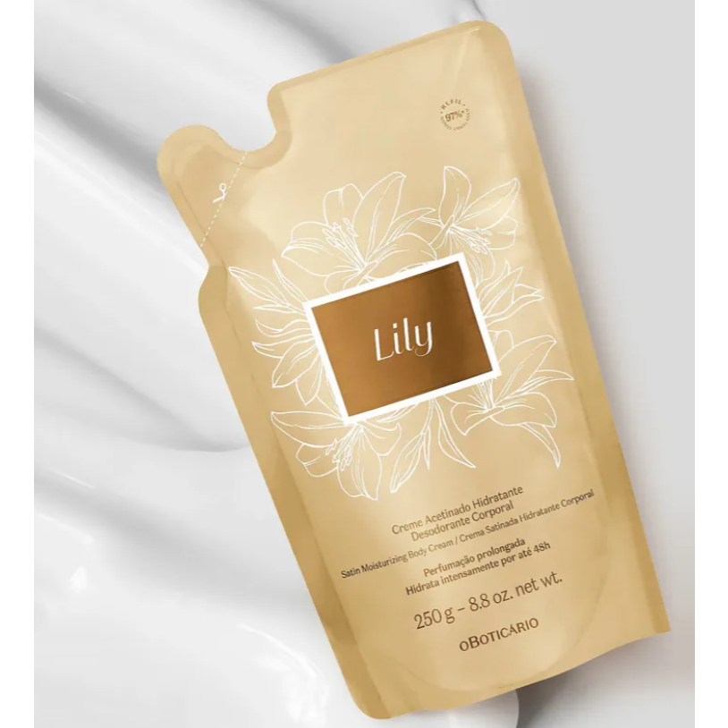 Refil Creme Acetinado Hidratante Desodorante Corporal Lily 250g