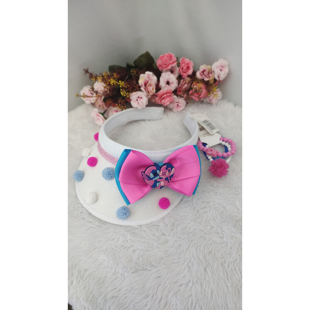 viseira infantil personalizada stitch viseira infantil laço stitch