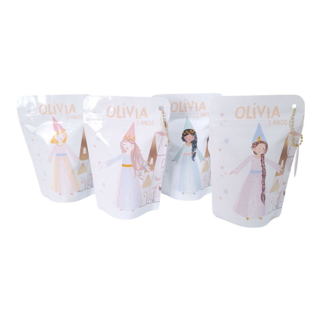 Saquinho Zip Lock Personalizado Princesas Reino Encantado Lembrancinhas Personalizadas Sacolinha
