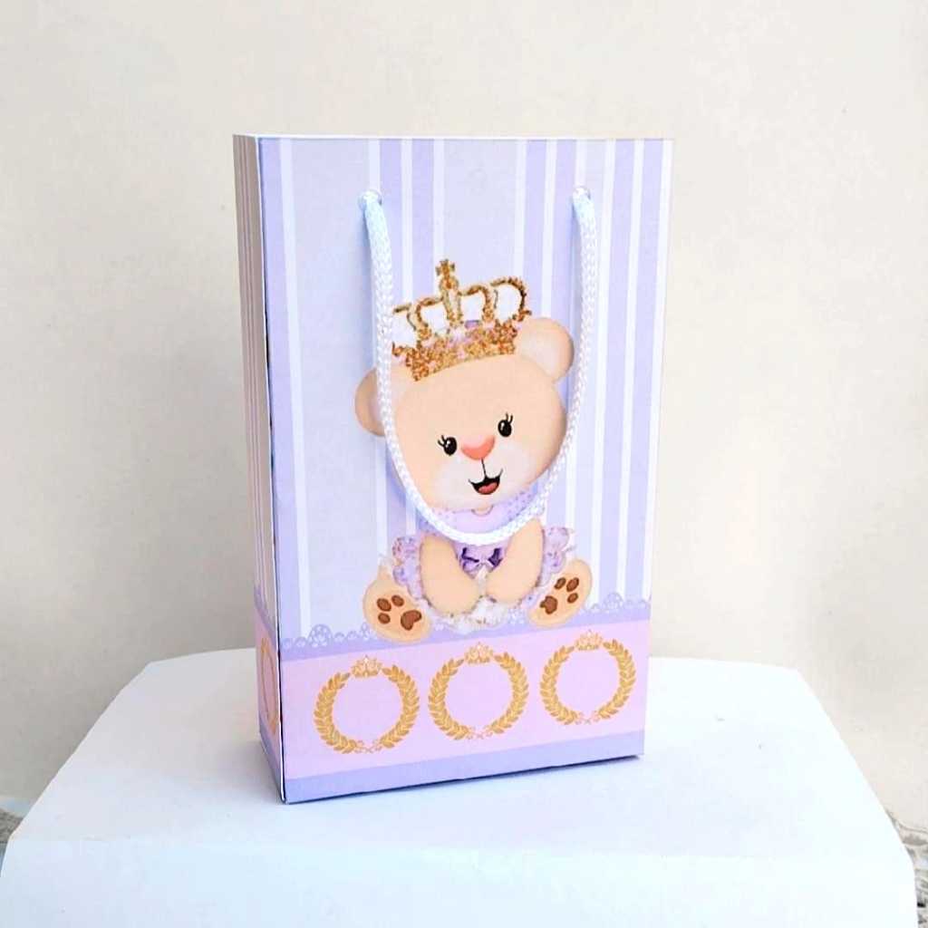 Kit Sacolinha Surpresa Festa Personalizado URSINHA PRINCESA Lembrancinhas Aniversário PEGUE E MONTE