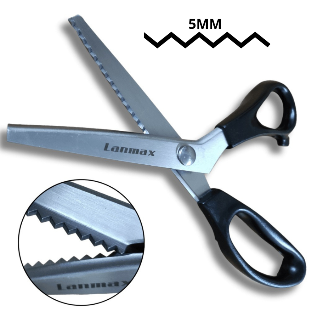 TESOURA PROFISSONAL DE PICOTAR ZIG ZAG LANMAX PARA TECIDOS/EVA/COURO/FELTRO/PAPEL/SCRAP