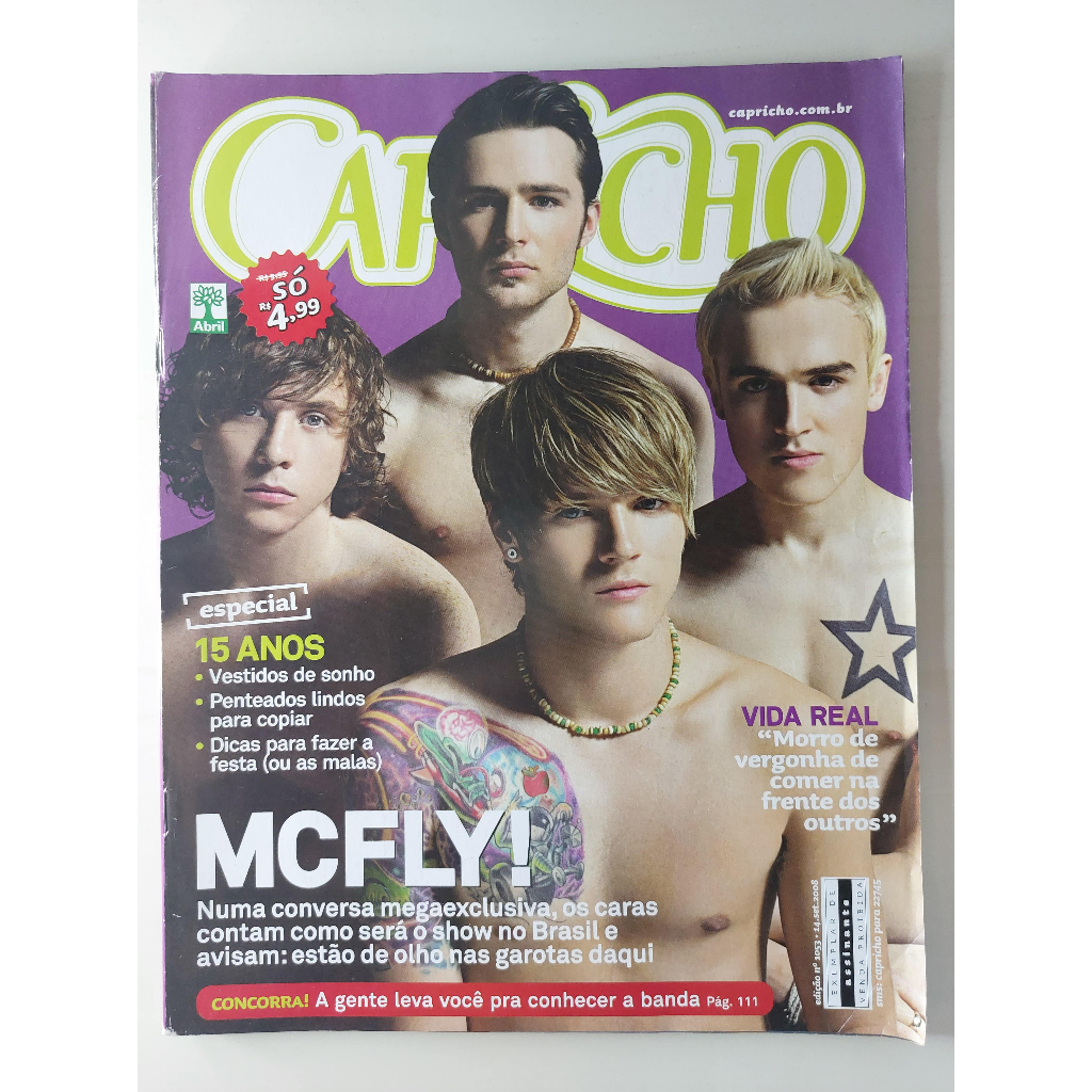 Revista Capricho Nº 1053 McFly Crepúsculo Fiuk Amanda Seyfried Ashlee Simpson 2008