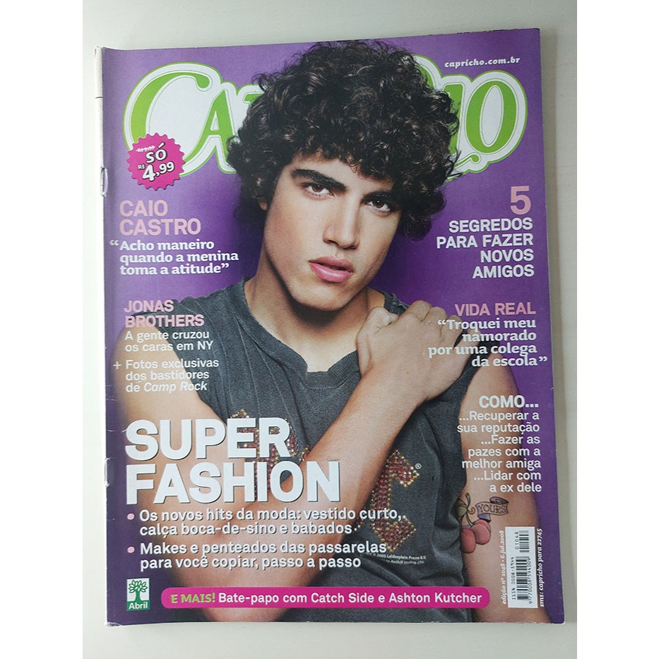 Revista Capricho Nº 1048 Caio Castro Sacha Bali McFly Camp Rock Ashton Kutcher Victoria Beckham Anahí Catch Side 2008