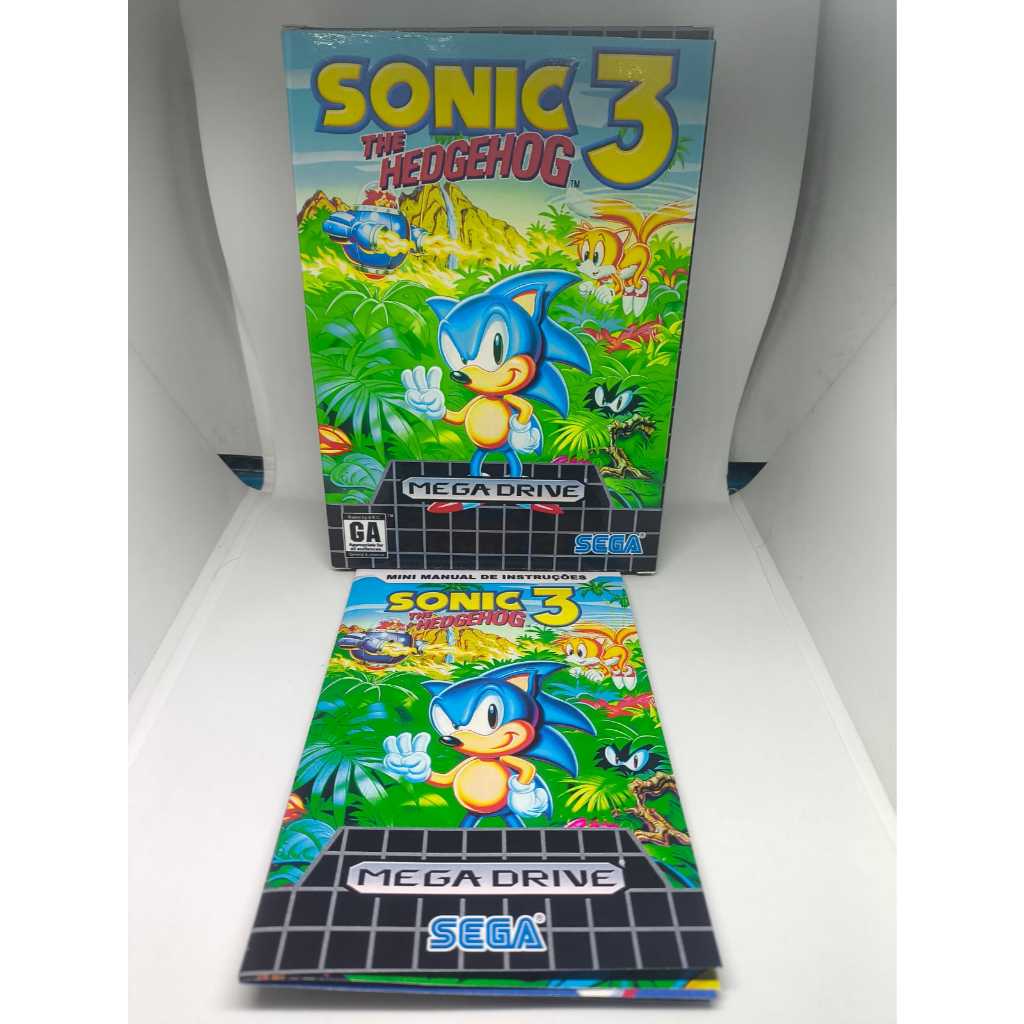 Caixa do Jogo Sonic 3 the Hedgehog para Mega Drive - Inclui Berço e Mini Manual Poster