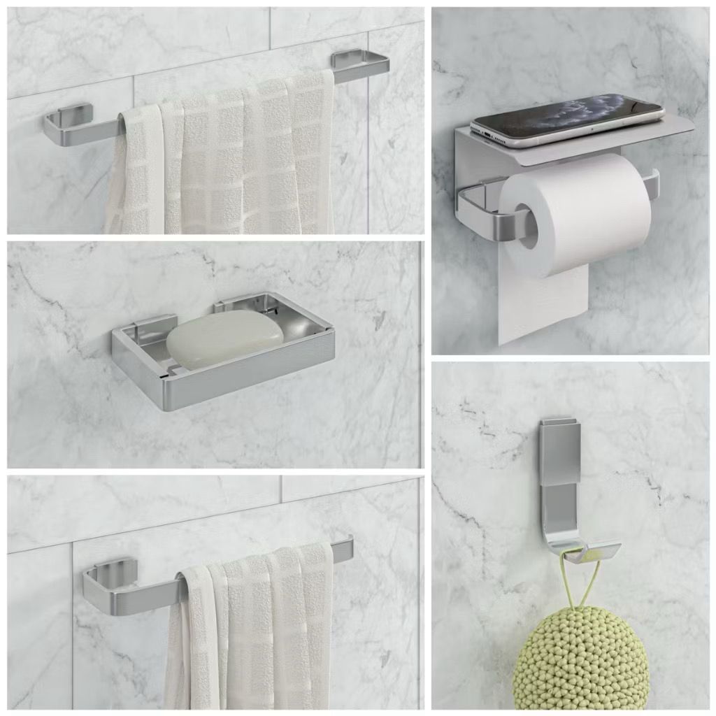 Kit De Acessórios Para Banheiro 5 Peças Com Suporte Celular Polido em Oferta na Shopee