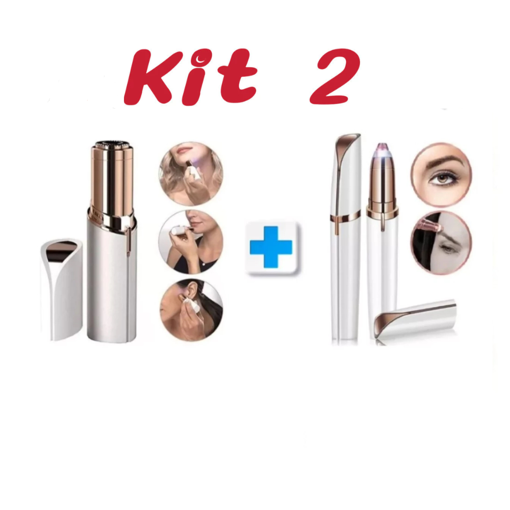Kit Portatil Depilador Caneta Sobrancelha E Depilador Batom Buço Removedor e Aparador de Pelos Portátil Recarregável USB em Oferta na Shopee