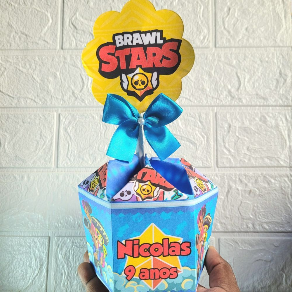 Brawl Stars Centro de Mesa +Laços+Plaquinha Personalizado Lembrancinha Arranjo de Festa Ca...