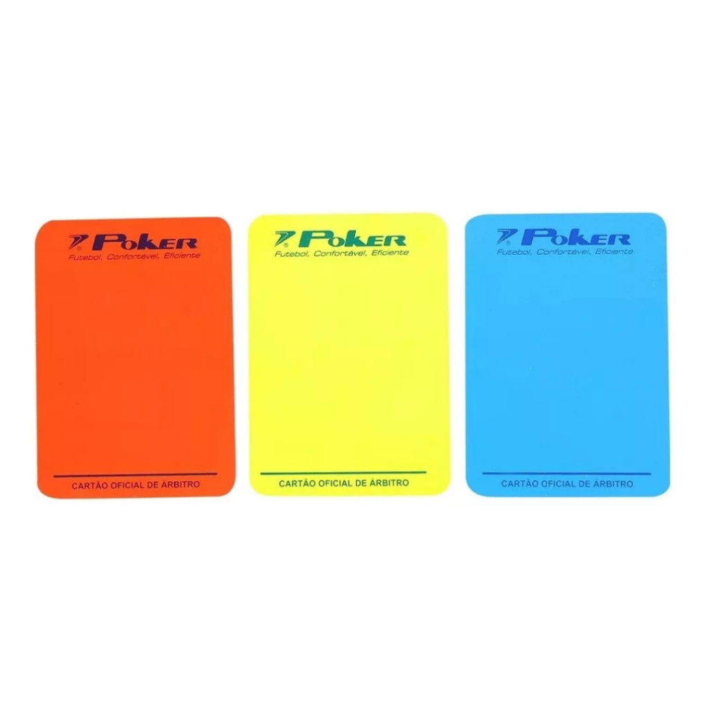 Kit Cartão Árbitro Juiz Poker C/ 3 Futsal Futebol Salão Azul