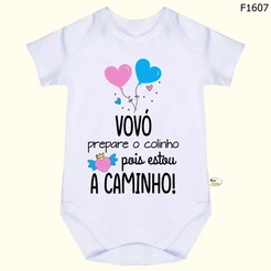 Body Bebê Frases Vovó Prepare o Colinho Pois Estou a Caminho SF1607