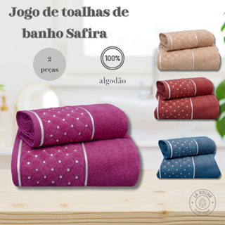 Jogo/Kit 1 Toalha de Banho Safira Appel + 1 Toalha de Rosto Macia Grossa 100% Algodão 420g/m² em Oferta na Shopee