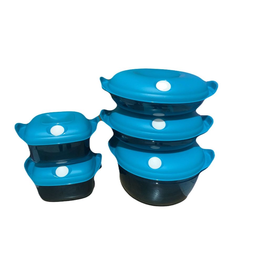 Tupperware Kit Cristal Pop Azul Policarbonato 5 Peças