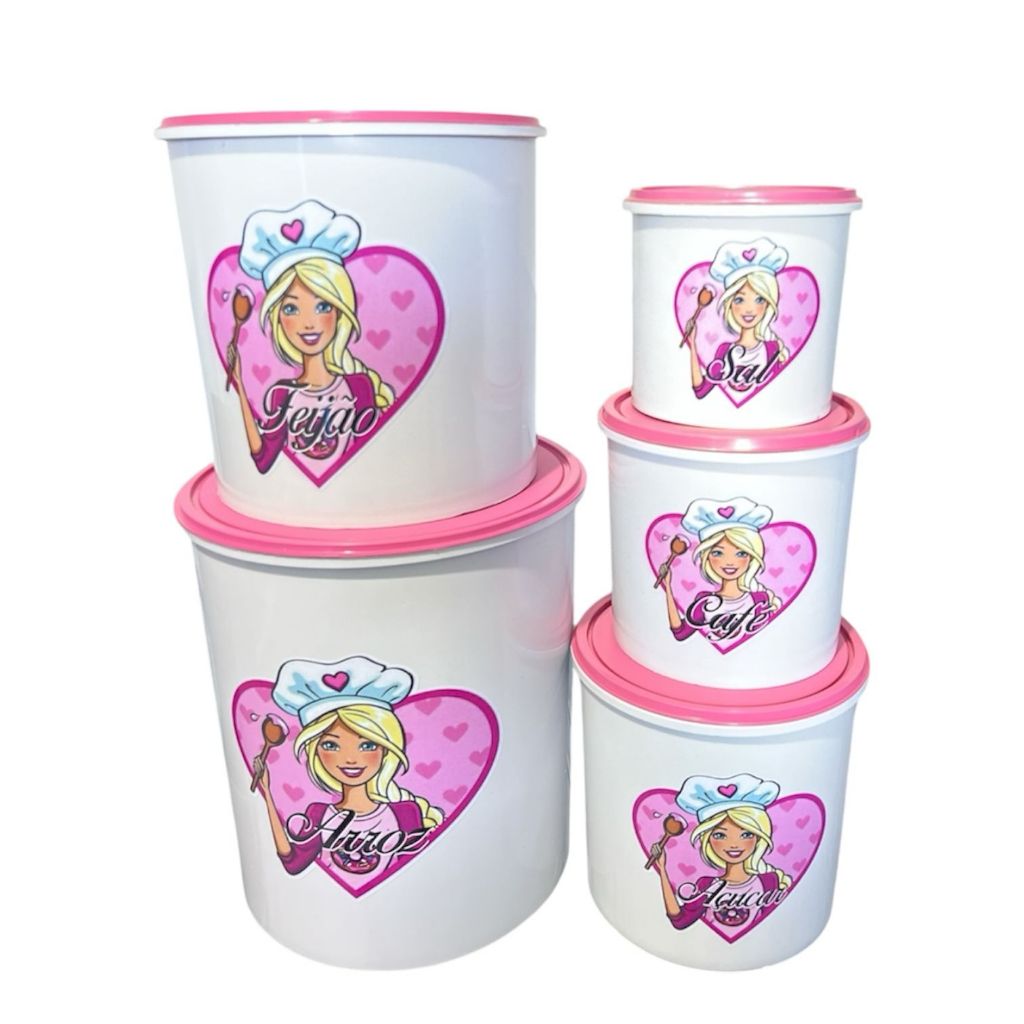 kit 5 peças mantimentos potes vasilhas plastico armanezamento