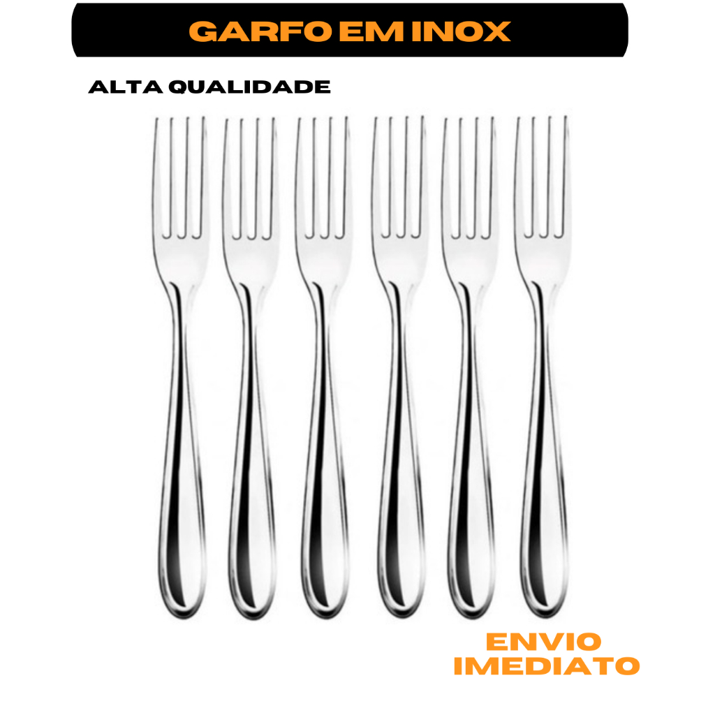 Jogo Garfo de Mesa Inox 18cm Refeição Buffet Restaurante Cozinha Talher Garfos Jantar