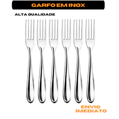 Jogo Garfo de Mesa Inox 18cm Refeição Buffet Restaurante Cozinha Talher Garfos Jantar