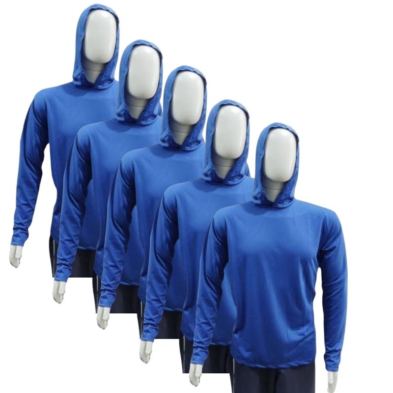 kit 5 camisas manga longa capuz uniforme malha fria poliéster REF-2022