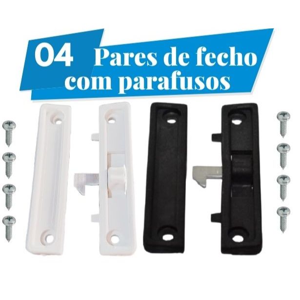 Fecho Central Janela Deposito (04 pares) Vitro Alumínio L14 16 Sobrepor em Oferta na Shopee