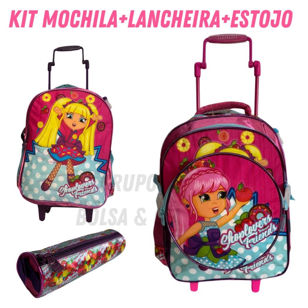 Mochila Infantil Escolar Desenho Carrinho Confortável Acolchoada Bolsos Laterais Estojo Lancheira