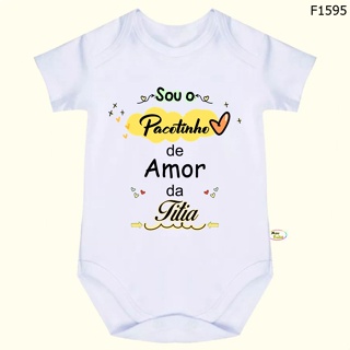 Body Bebê Frases Sou o Pacotinho de Amor da Titia SF1595 em Oferta na Shopee