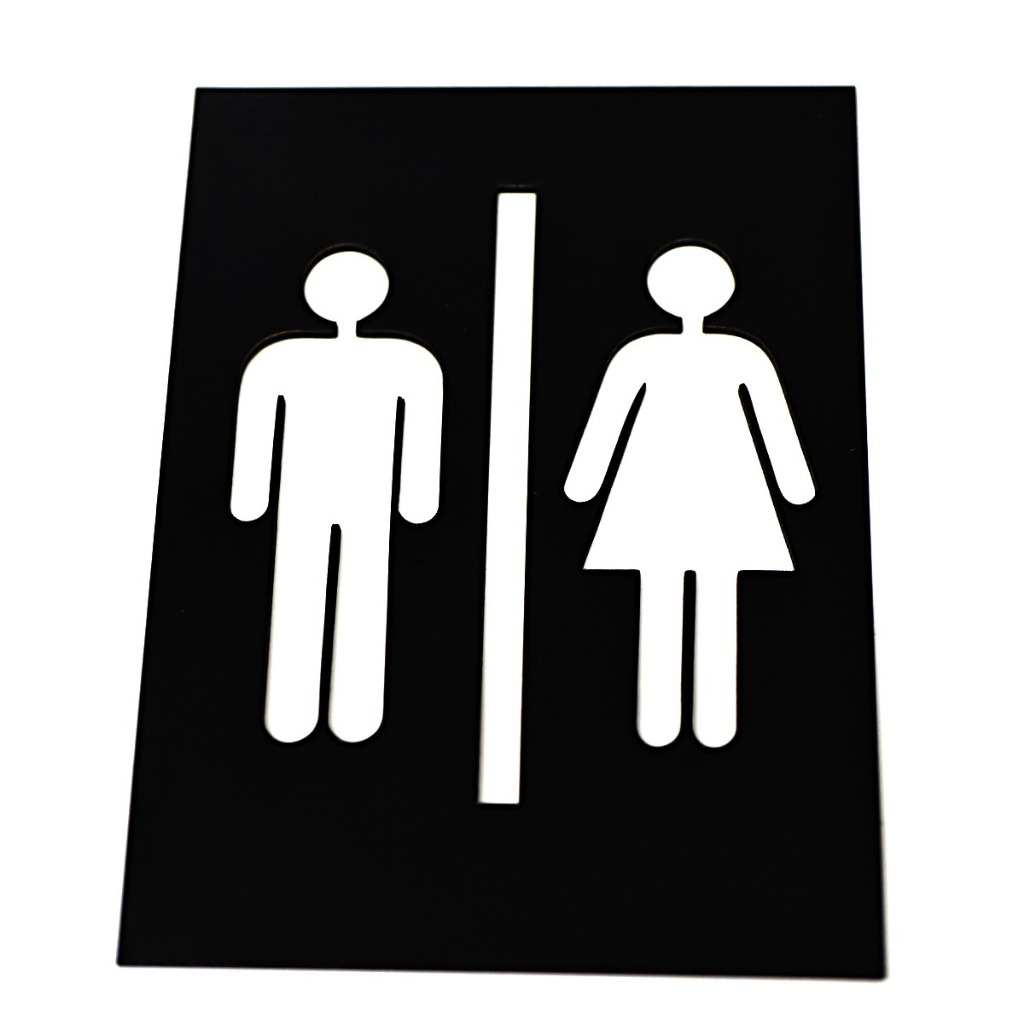 Placa decorativa para portas, banheiro masculino feminino