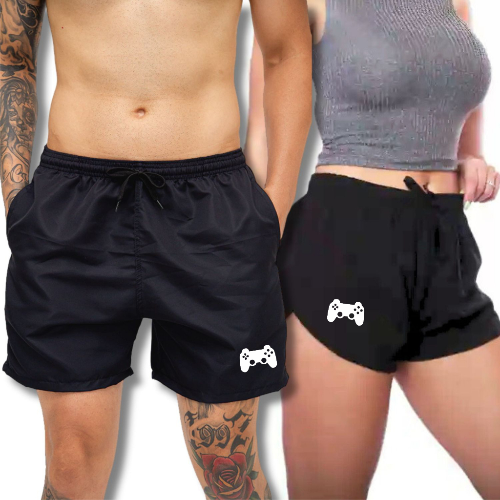 Kit 2 Shorts Casal Controle Conjunto Tactel