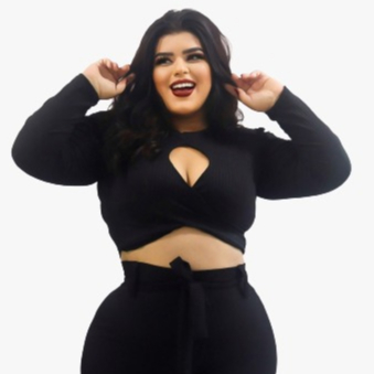 Cropped Michelly Plus Size manga Longa com decote Moda Feminina Curvy — imagem 2 de 2