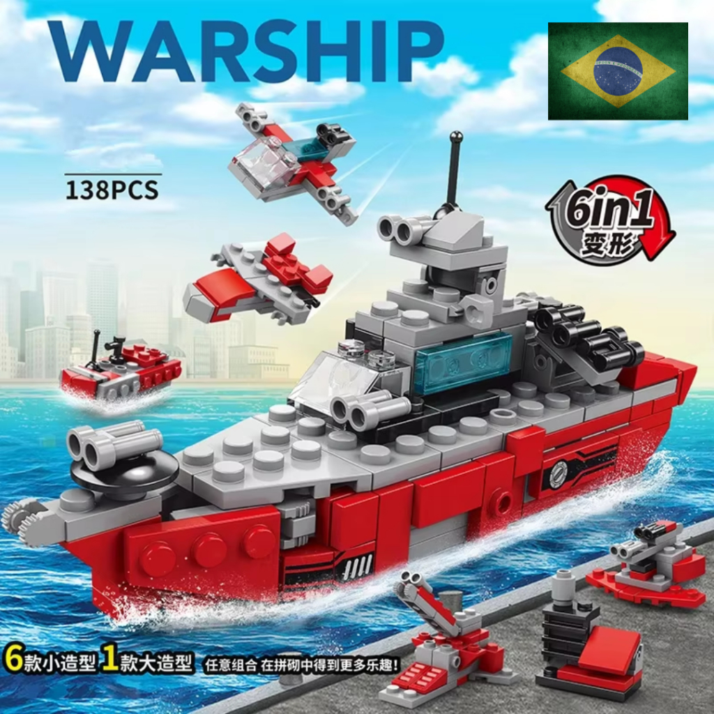 Blocos de Montar Tanque helicoptero caminhão Navio Militar de Guerra Peças brinquedo educativo em Oferta na Shopee