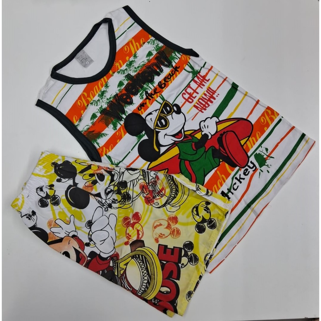 Conjunto Infantil Bebê Roupa Short Camiseta Tema Temático Personagens Super Herois Moda Verão Look Estiloso Menino