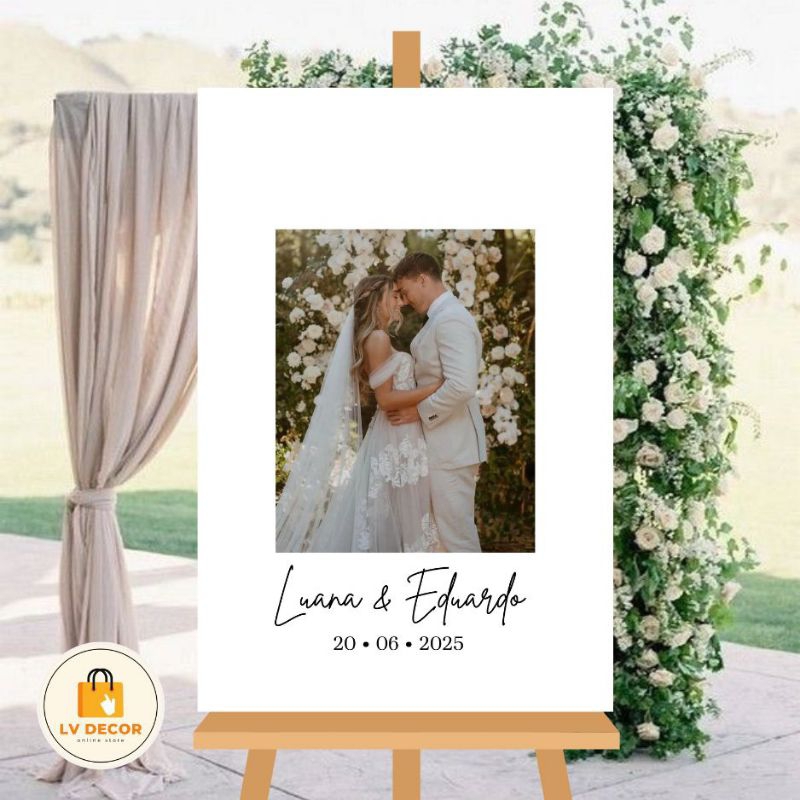 Placa Decorativa Entrada Casamento Assinatura Com Sua Foto